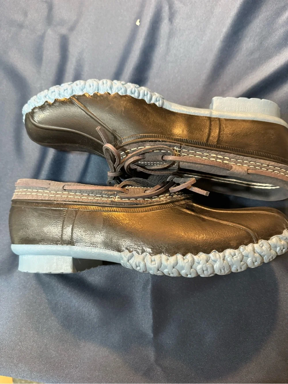 L.L. Bean Black/blue Rubber Duck Boots